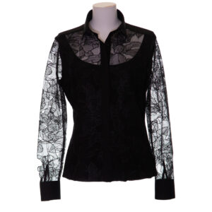 1224 F08882 elegantna bluza s prosojnimi rokavi
