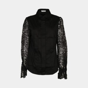 1222 F09149 elegantna bluza s prosojnimi rokavi